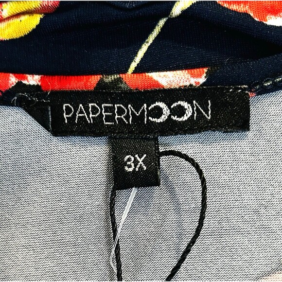 Papermoon Womens 3X Tank Top Shirt Open Back Navy Blue Floral Strappy Knit NWT‎ - Picture 9 of 11